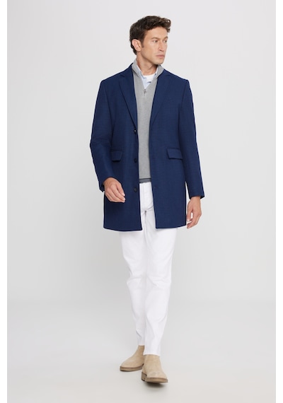 AC&Co / Altınyıldız Classics Erkek Lacı Standart Fit Normal Kesim Mono Yaka Armürlü Kapak Cepli Palto Laci