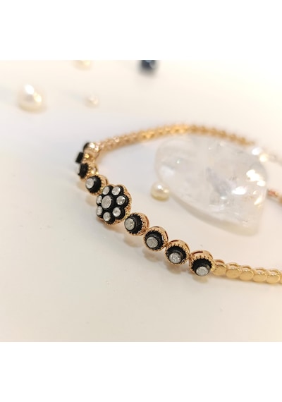0.43ct Elmas Gül Modeli Bileklik Künye 8 Ayar Altın Hd Videolu