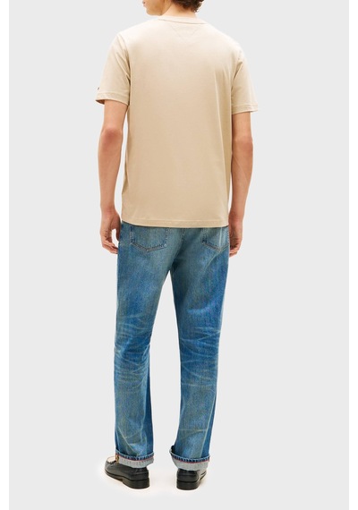 Tommy Hilfiger Logolu % 100 Pamuk Bisiklet Yaka T Shirt Erkek T Shirt Mw0mw42368 Rbt Kum