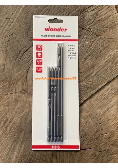 Wonder Ph2 Yıldız Uç Pz2 Bits Uç Seti Matkap Ucu Seti Ph2 20cm Yıldız Uç 10pcs