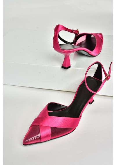 Fox Shoes U654074204 Fuşya Kumaş İnce Topuklu Kadın Ayakkabı Fuşya