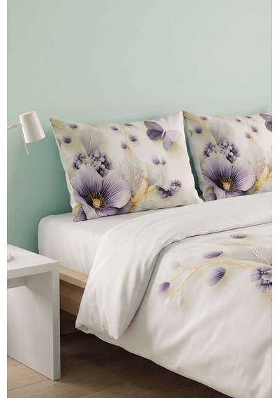 Krem Nayra 3d Flower Çift Kişilik Nevresim Takımı 4 Parça