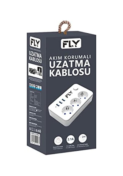 3406 Termal Akım Korumalı Çocuk Korumalı 3 X Usb 2mt Uzatma Kablosu 3nanlü Priz Beyaz 0