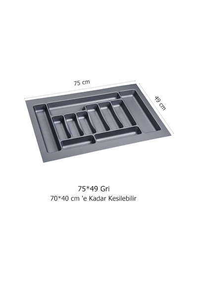 Çekmece İçi Kaşıklık ve Kepçelik Set 75 x 49 cm Gri