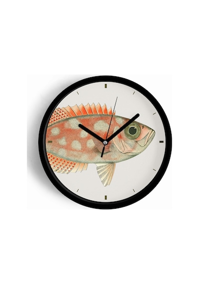 Balık Tasarım Modern Duvar Saati - 25cm - Önü Camlı Siyah Kasa - Sessiz Mekanizma-jh0781 Siyah