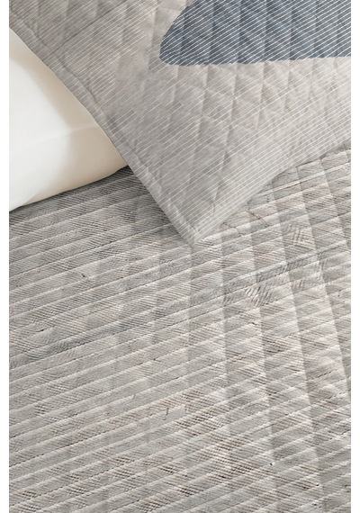 Geometrik Gri Mavi Genç Odası Tek Kişilik Pike Takımı-modern Çizgili 160x220cm Kapitone Yatak Örtüsü Şeffaf