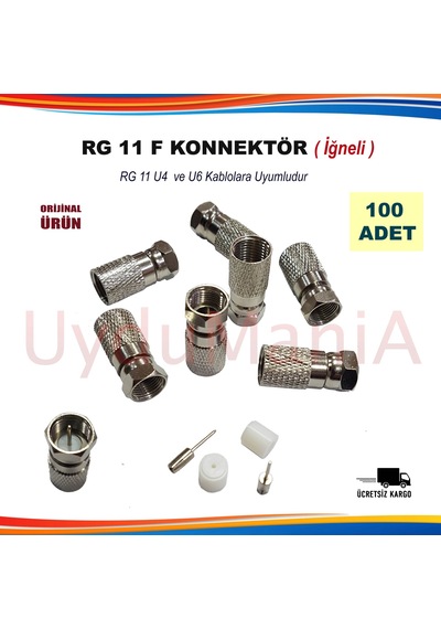 Rg 11 F Konnektör Iğneli 100 Adet