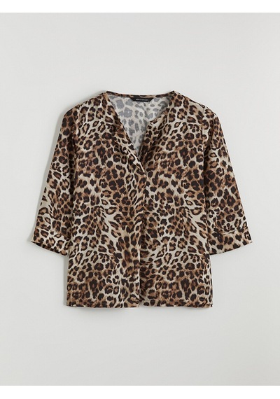 Lcw Everyday Bej Kaçık Yaka Leopar Desenli Bluz