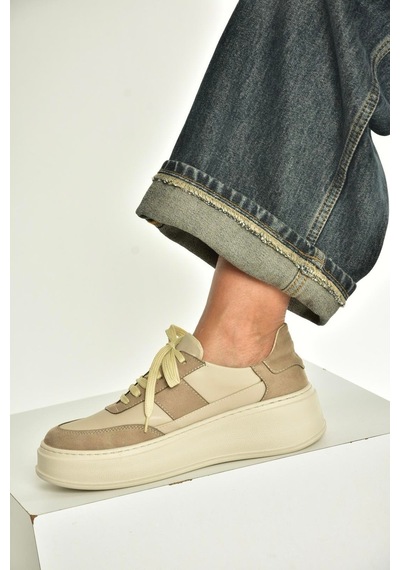 Fox Shoes V274949109 Bej Kalın Tabanlı Spor Ayakkabı Sneakers Bej