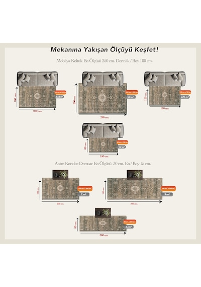 Cool Halı Private Xw Açık Kahverengi Madalyon Desenli Yıkanabilir Dijital Baskı İnce Salon Halısı