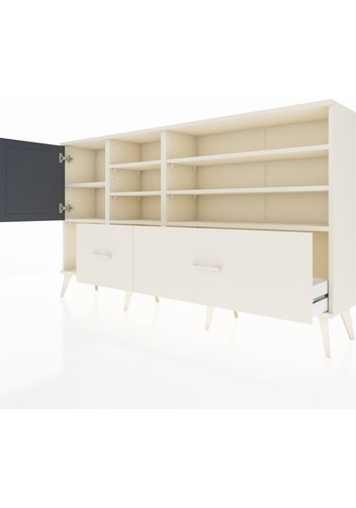 Arges Konsol 8 Raflı 2 Çekmeceli Tek Kapaklı 176x30x99 Aytaşı-antrasit/aytaşı Antrasıt/aytası - Aytası