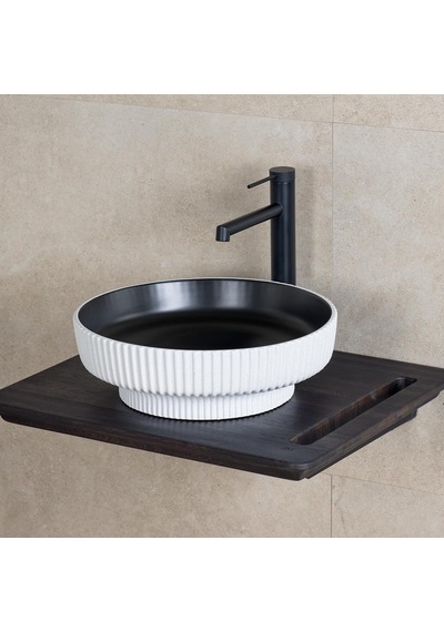 E-w1501msb Tezgah Üstü Lavabo Mat Siyah & Beyaz Siyah Beyaz