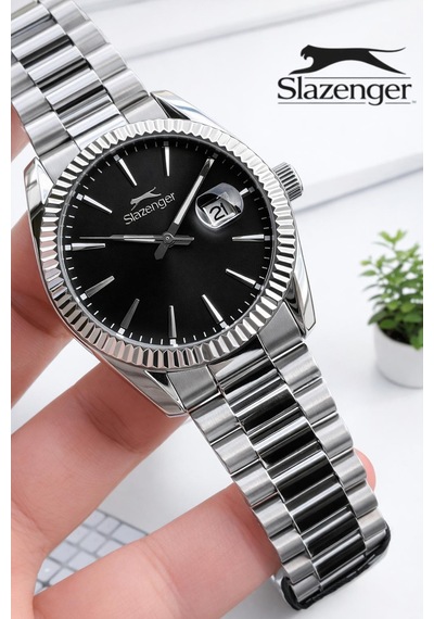 Slazenger İtalyan Tasarım Bileklik Hediyeli 2 Yıl Garantili 10 Atm Çelik Erkek Kol Saat Esl2583e350 Gri
