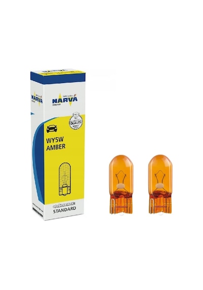 İKİ ADET NARVA WY5W 12V. T10 5W DİPSİZ SARI AMPUL 17169