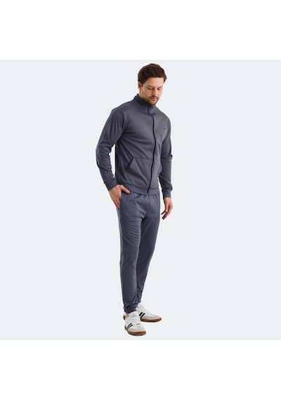 Slazenger KLOTEN IN Erkek Fermuarlı Dik Yaka Cepli Gri Eşofman Takımı