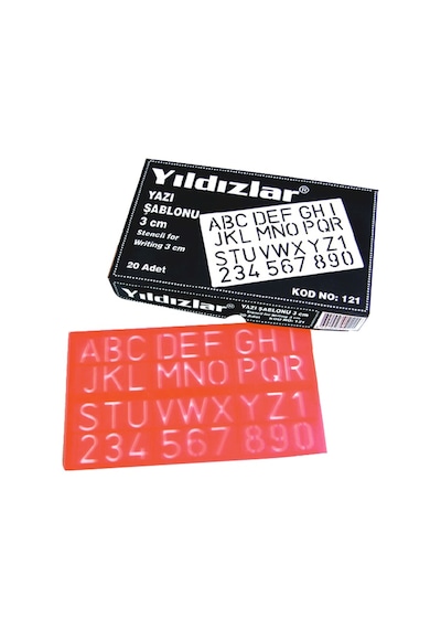 Yıldızlar 0121 Yazı Şablonu 3 CM Kırmızı
