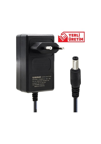 Xtechnx Cihan936546 Weko 9 Volt - 3 Amper 5.5x2.5 Uçlu Priz Tipi Plastik Kasa Adaptör