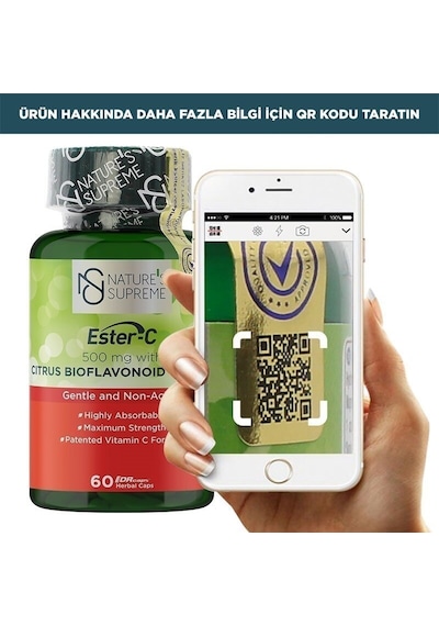 Natures Supreme Ester-C 500 Mg C Vitamini 60 Kapsül Aromasiz