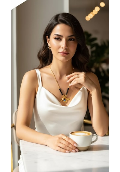 Otantik Tasarım Göz Kolye Gold
