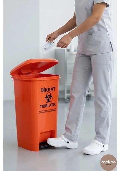 Ayrex Melkan Home Tıbbi Atık Kovası 25 Litre Pedallı Tıbbi Atık Kutusu Slim Pedallı Çöp Kovası Atık Kutusu Tu Diğer