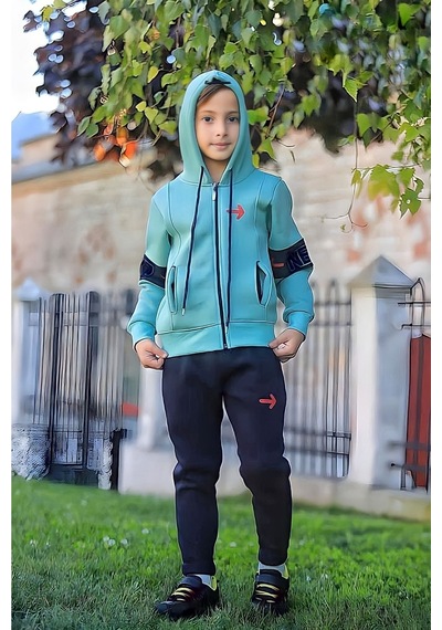 Çello Mello Erkek Çocuk Ve Gez Boy 3 Iplik Şardonlu Kaliteli Eşofman Takımı Yeşil Yeşil