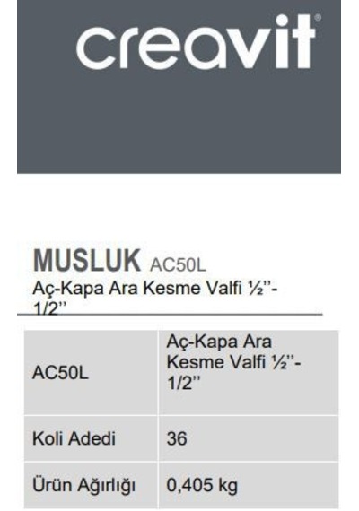 Creavit Ac50l Aç-kapa Ara Kesme  Valfi Krom