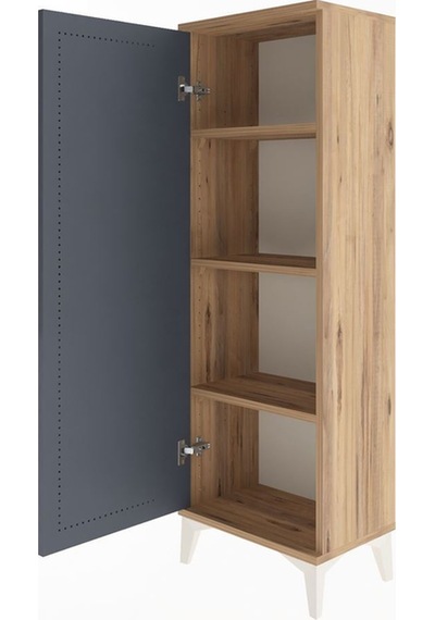 Arges Dolap Tek Raflı Tek Kapaklı Tek Askılı 44x30x134 Çam-antrasit Atlas Çam