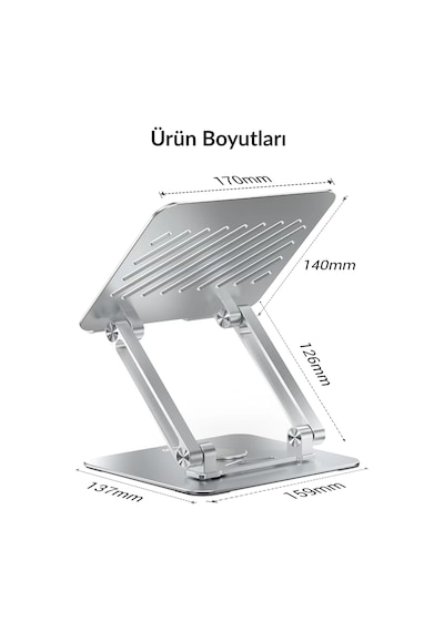 Juo 360 Dönebilen Alüminyum Tablet Standı Yükseklik Ve Eğim Ayarlı Metal Tablet Tutucu