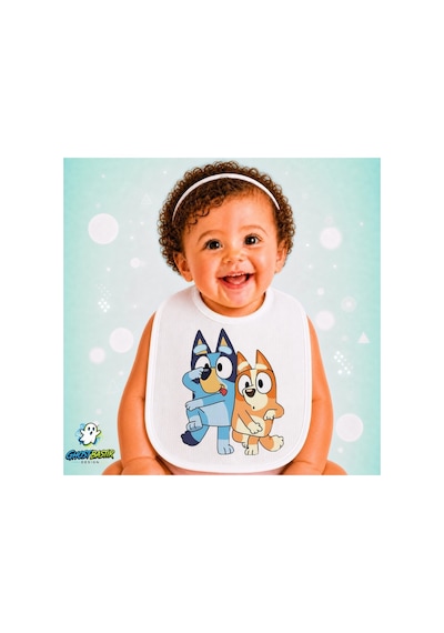 Bluey Keten Bebek Mama Önlüğü Yumuşak - Emici - Yıkanabilir - Özel Tasarım P024 Çok Renkli