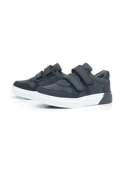 Rakerplus Hakiki Deri Siyah Beyaz Cırtlı Erkek Çocuk Sneaker Siyah