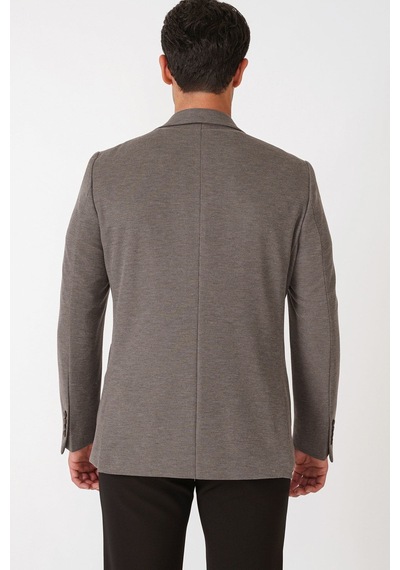 Slim Fit Torba Cepli Esnek Yünlü Vizon Ceket C 745