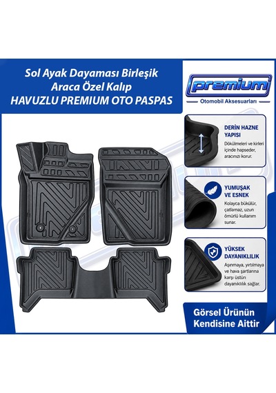 Ford Ranger Paspas Araca Özel 2023 Sonrası İçin Derin Havuzlu Premium Oto Paspas