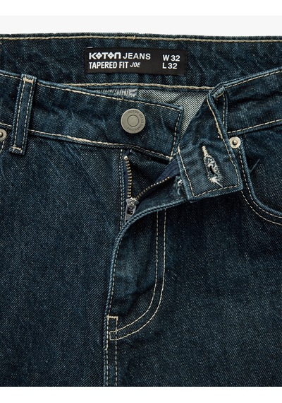 Koton Pamuklu Normal Bel Tapered Fit Jean Pantolon Koyu İndigo 7wam40048nd