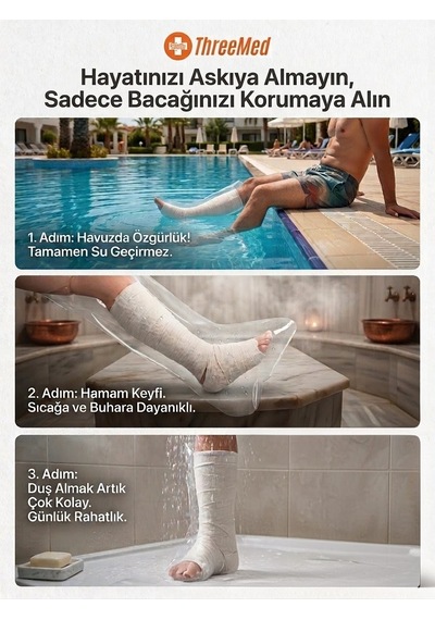 Alçı Ve Bandaj Koruyucu - Yetişkin Bacak Kırık Bandaj Gibi Durumlar İçin Banyo Ve Duş Ürünü Alçı Bonesi Her Islak Alanda Kullanım Şeffaf