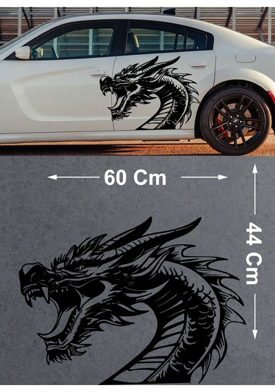 Ejderha Dragon Sticker - Araba Oto Motosiklet Cam Karavan Araç Sticker - 00236 60X44 Cm