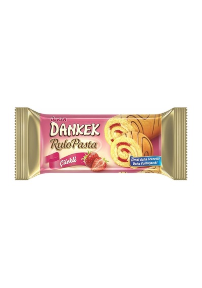 Ülker Dankek Rulo Pasta Çilekli 8x235g Yumuşak Pandispanya Kek 3'li Ekonomik Paket - 3 Adet Tarı