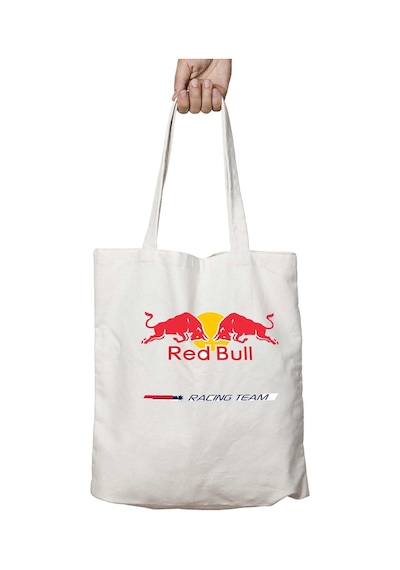 Art Hediye Red Bull Logo Simge Boğa İki Tarafı Kalıcı Baskılı Yıkanabilir Okul Plaj Omuz Bez Çantası Çok Renkli