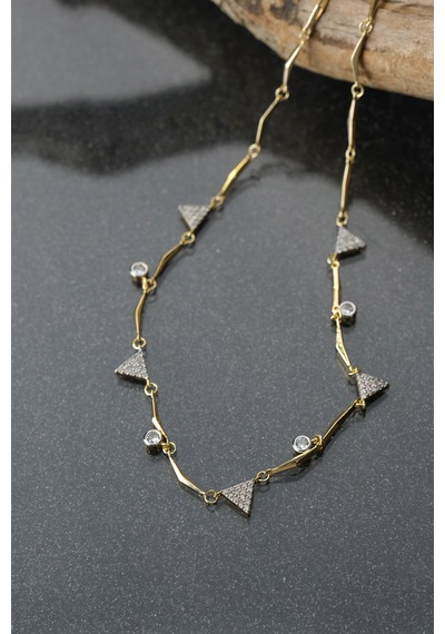 Çildan Womens Zirkon Taşlı Gold Kolye