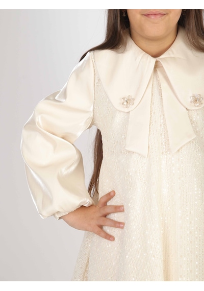 Xo Kids Kız Çocuk Elbise 7-11 Yaş 26571 Bej