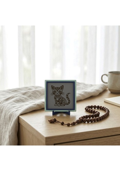 Modern Kedi Figürlü Tasarım Obje, Dekorasyonun Estetik Ve Huzurlu İmzası 10x10 Cm