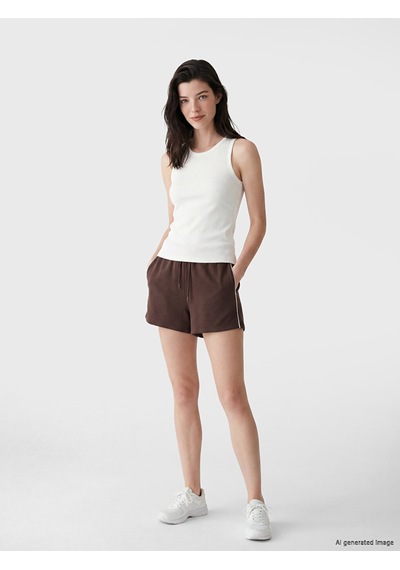 Lcw Comfort Kahverengi Şeritli Soft Touch Kadın Şort