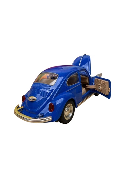 Nostaljik Beetle Vosvos Oyuncak Araba - 17 Cm Büyük Boy Sesli Işıklı Sürtmeli Mavi Model Araba Çok Renkli
