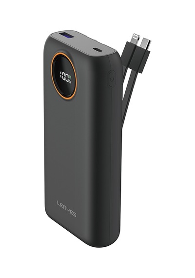 Lenyes P852l Dijital Led Gösterge Type-c Ve Lightning Kablolu Powerbank Uyumlu 22.5w 20000mah Siyah