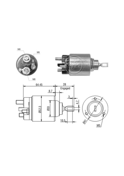 Zm 12v Marş Otomatiği Bosch  Tipi İnce Gövde M6 Sağ 24 Mm uzun N11.18818
