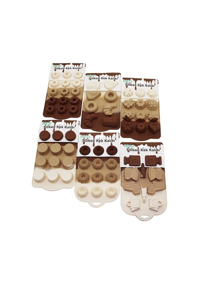 İbico İ22-003 Çeşitli Şekillerde Silikon Muffin Kek Kalıbı Seti- 10'li Paket Diğer