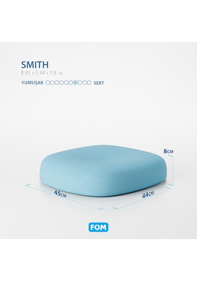 Fom Smith Visco Konforlu ve Ortopedik Oturma Simidi Yastık 45 x 44 x 8 Açık Mavi﻿﻿ Çok Renkli