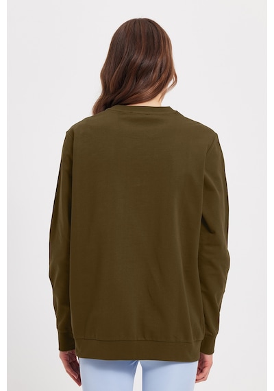 Tudors Kadın Oversize Geniş Kesim %100 Pamuk 2 İplik Bisiklet Yaka Haki Sweatshirt -42619 Haki