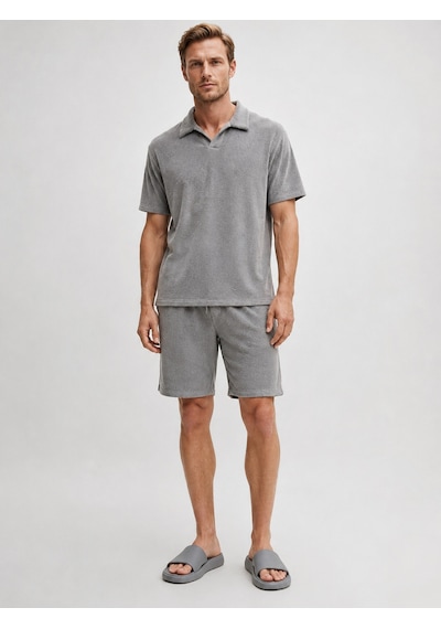 Xint Gri Regular Fit Pamuklu Havlu Sweat Şort 380110 GRİ