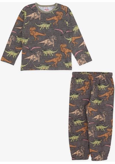 Breeze Girls & Boys Erkek Bebek Pijama Takımı Dinozor Desenli 9 Ay-3 Yaş, Antrasit-antrasit Antrasit