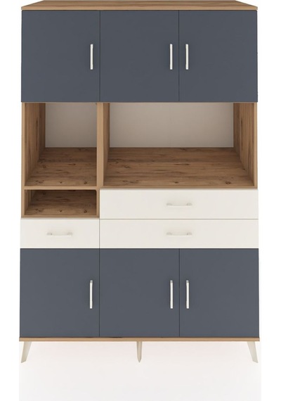 Kronos Dolap 9 Raflı 3 Çekmeceli 6 Kapaklı 132x59x195 Çam-ant... Çam